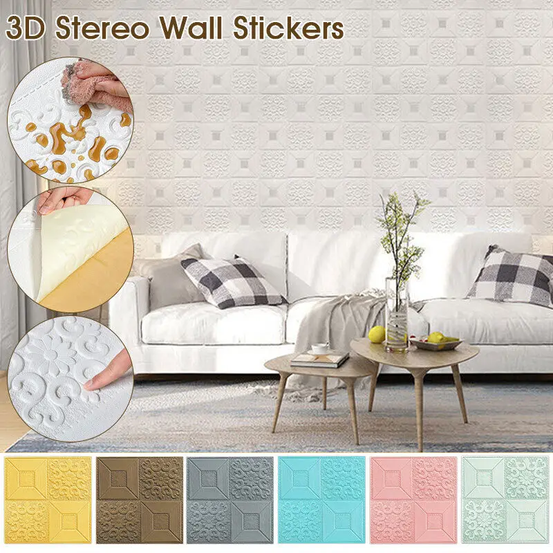 Pvc Panel Background - 5/10Pcs Self-adhesive Foam Panel 3D Wall