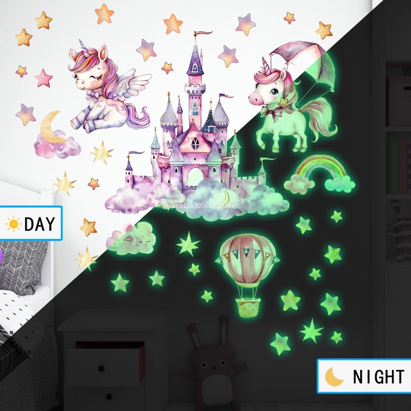 Unicorn Stars Luminous Wall St - Pvc Panel Background ulasan dan harga