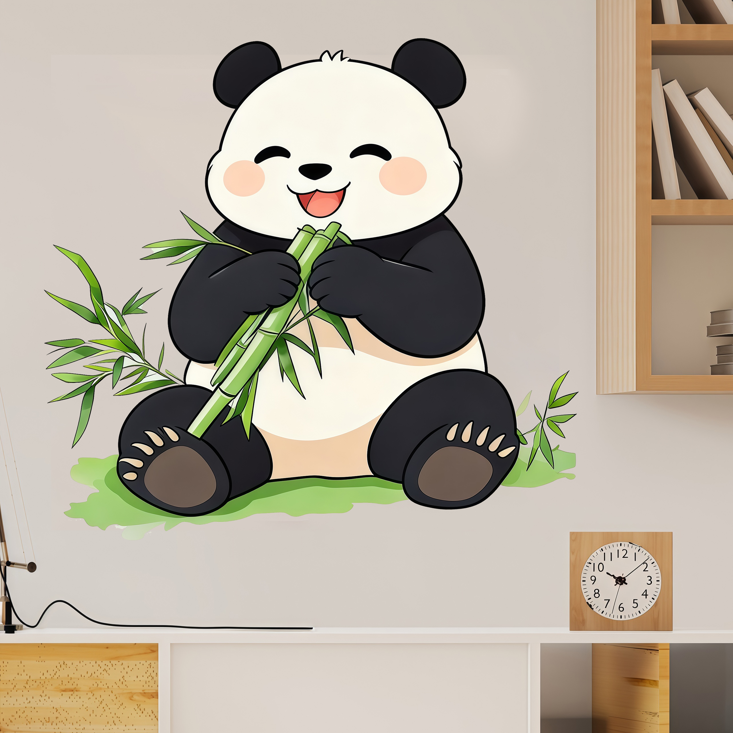 Bamboo And Panda Wall Decals S - Pvc Panel Background ulasan dan harga