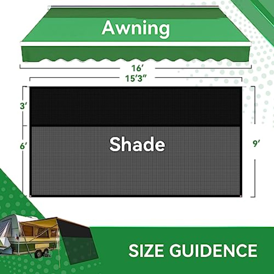 RV Awning Shade Screen 9' x 15 - Screen Top Mesh ulasan dan harga