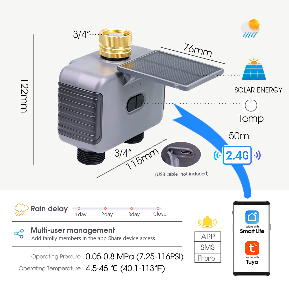 10-30M Tuya Dual Outlet Solar  - Timer Dual Outlet ulasan dan harga